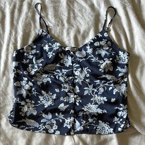 Abercrombie & Fitch Silk Navy and White Pajama top